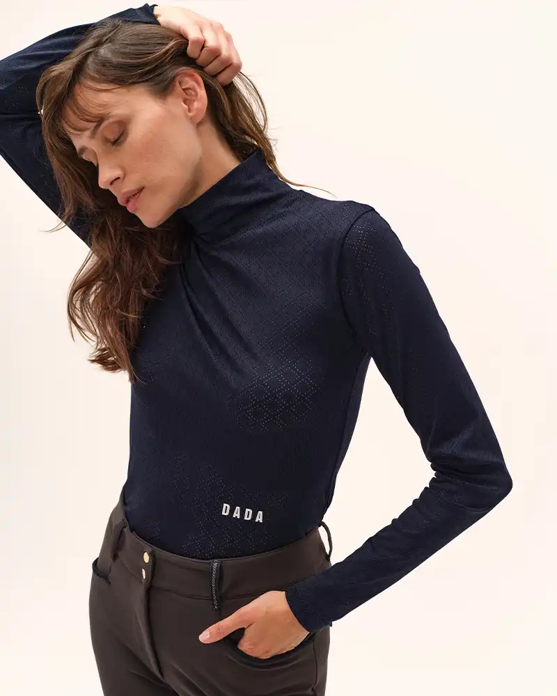 Calder - T-Shirt technique perforé d'équitation col montant - Image 3